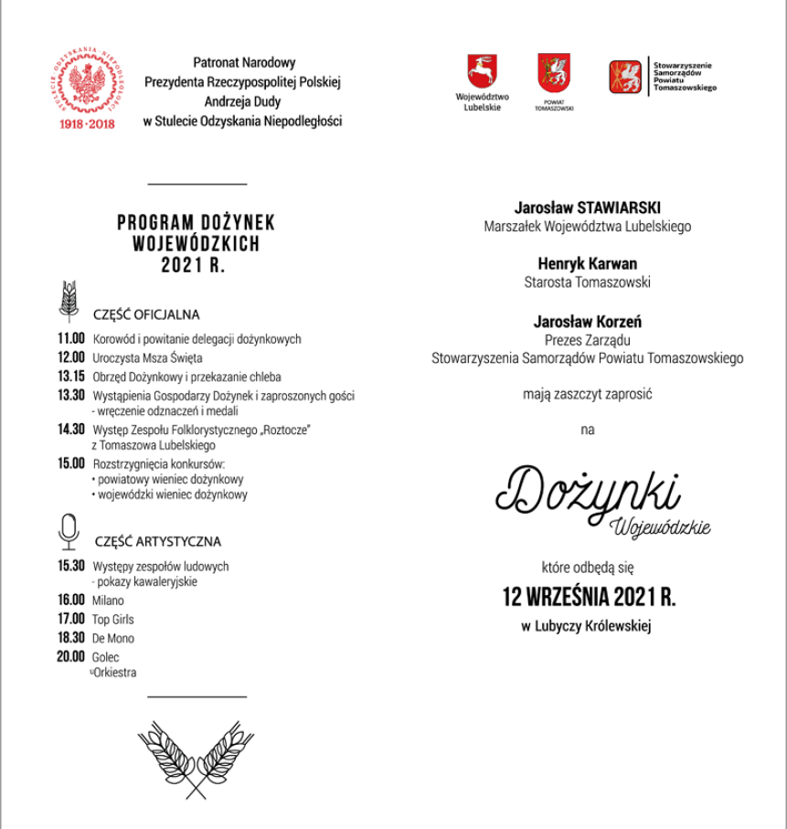 program imprezy - dozynki wojewodzkie 2021
